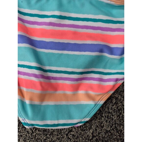 Girls Cat & Jack Striped Bikini Set With Side Tie Bottoms & One-Shoulder Top Mul - Picture 4 of 10